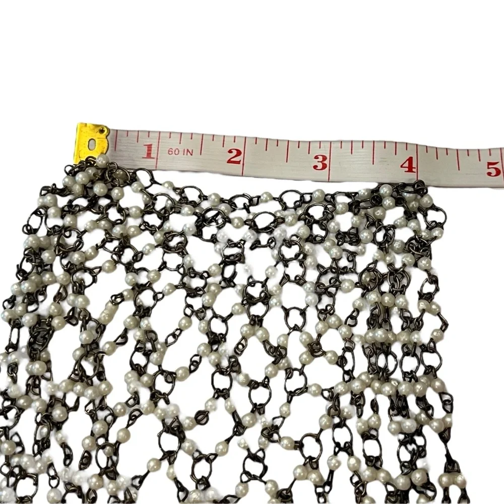 Vintage Clear Silver Chain & Beads Jacket For Candle Pillar Or‎ Bottle 4” X 5”